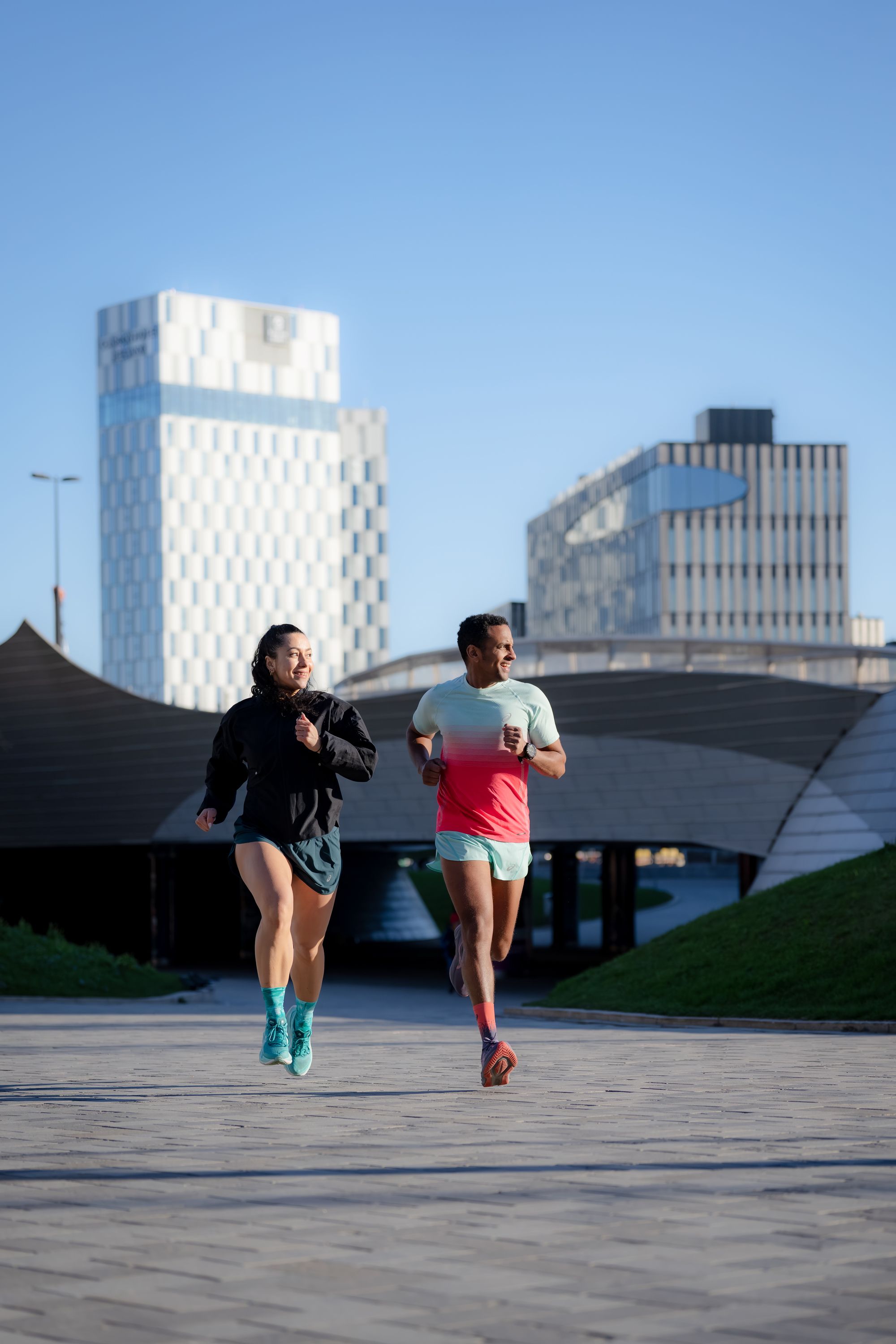 A man jogging in the city