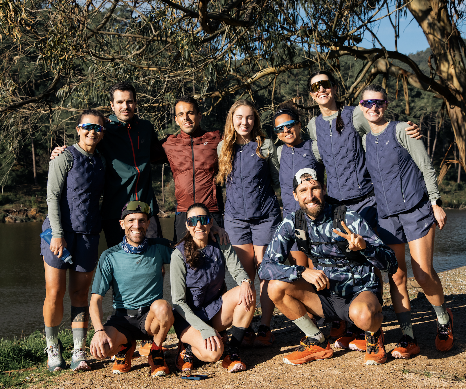 A group of runners at a city run.