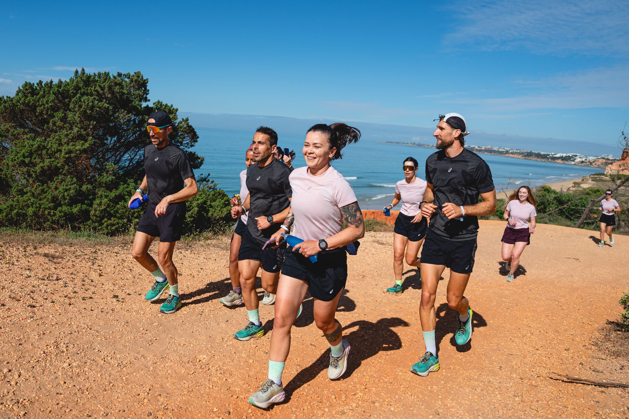 A group of runners at a city run.