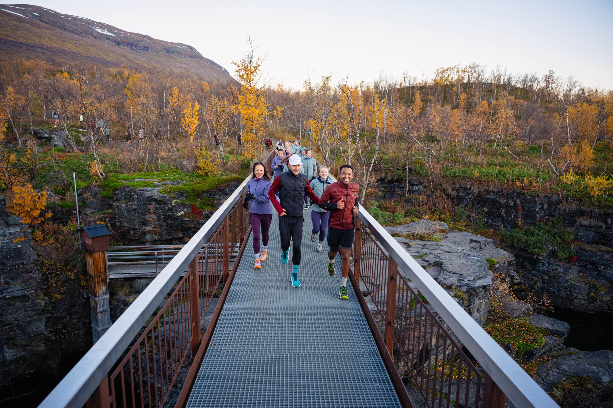 A group of runners at a city run.