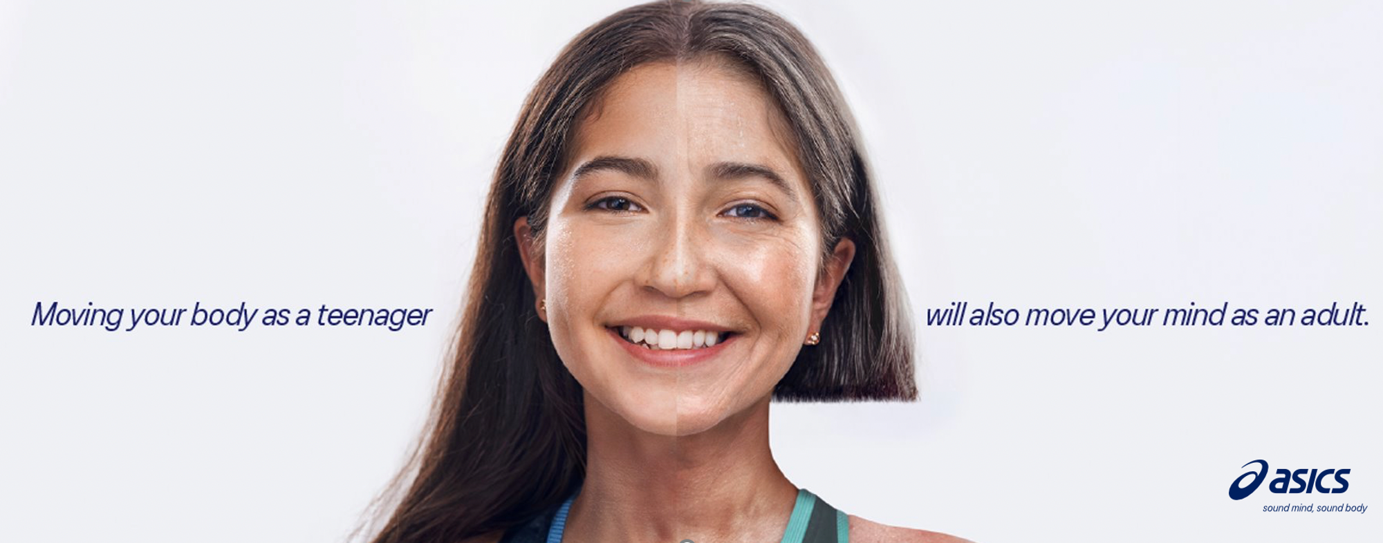 face of a female half young half mature